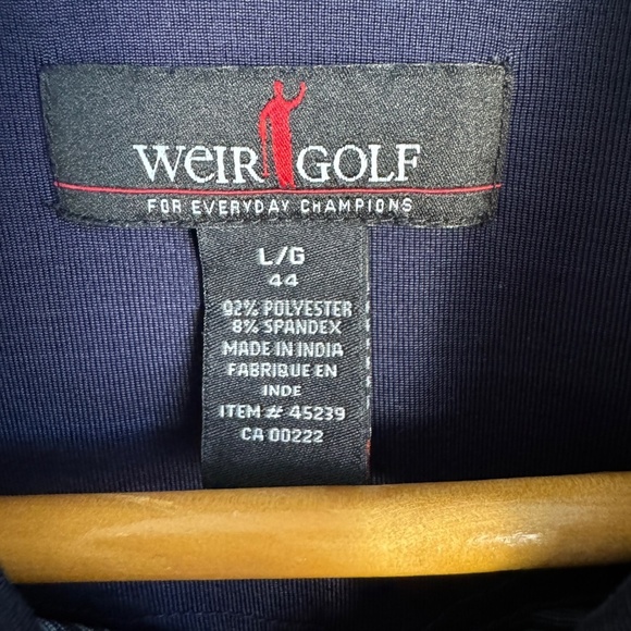 Weir‎ Golf Men's Navy Blue Stripe Short Sleeve Polo Golf Shirt Size Large (44) - Picture 2 of 14